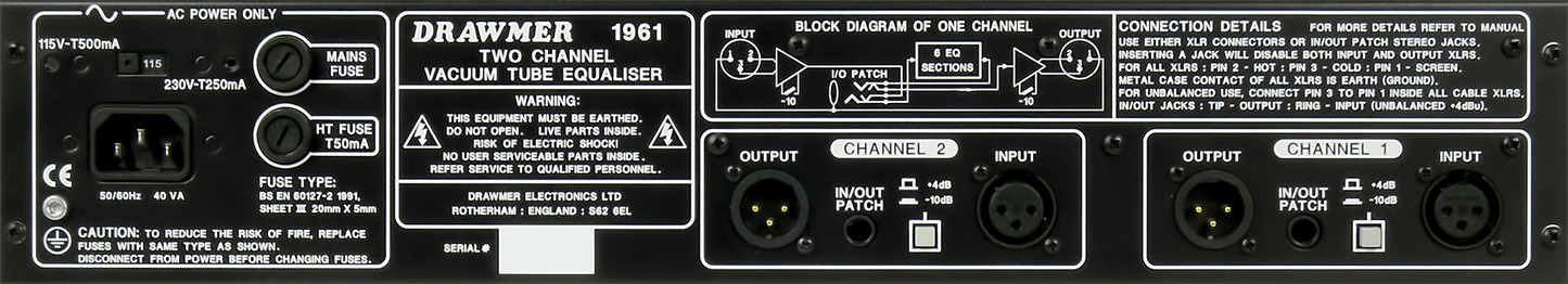 Drawmer 1961 2U-Dual Vacuum Tube Equaliser