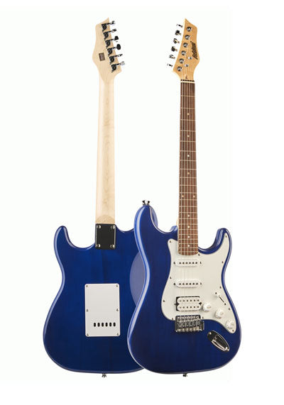 Ashton AG232TDB Electric Guitar Pack (includes Gig Bag, Strap, Lead, Online Lessons) Transparent Dark Blue