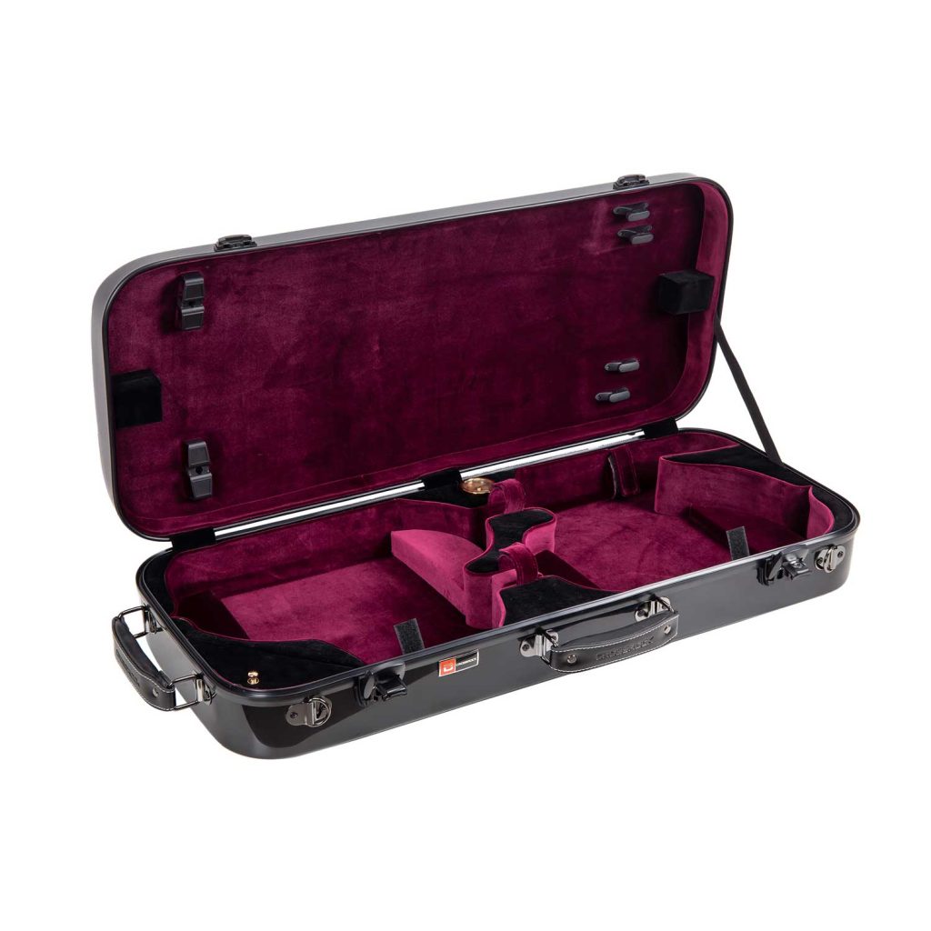 Crossrock CRF2020DVBK Fiberglass Double Violin Case 4/4 Full Size