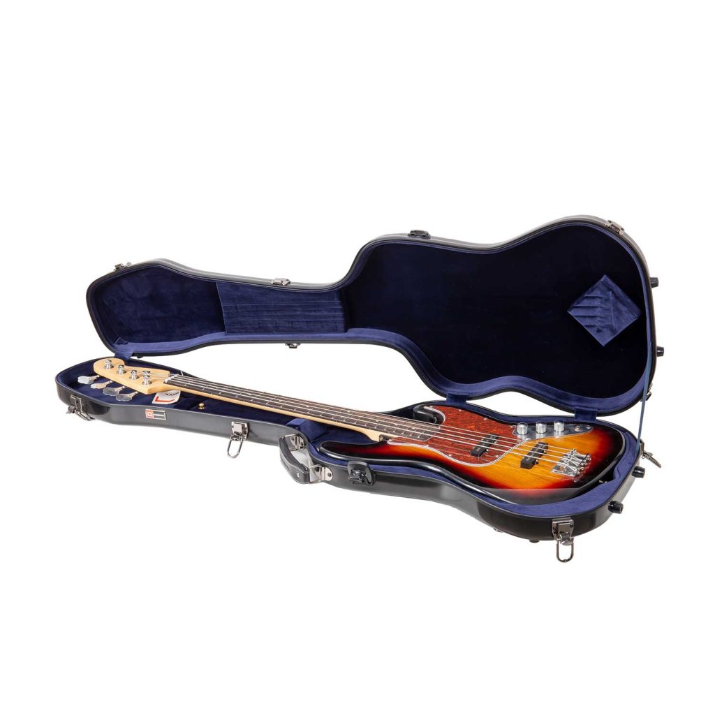 Crossrock CRF-2020P BBK Deluxe Fiberglass Case for Precision Bass Style Guitars with TSA Lock - Black