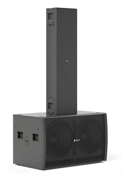 K Gear GPX Passive System 2x18" Subwoofer + GH412 Co-Axial Stainless Steel Slim Array Black