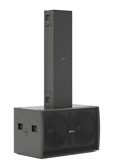 K Gear GPXA Active System 2x18" Subwoofer + GH412 Co-Axial Stainless Steel Slim Array 4x1500W Amp Black Color