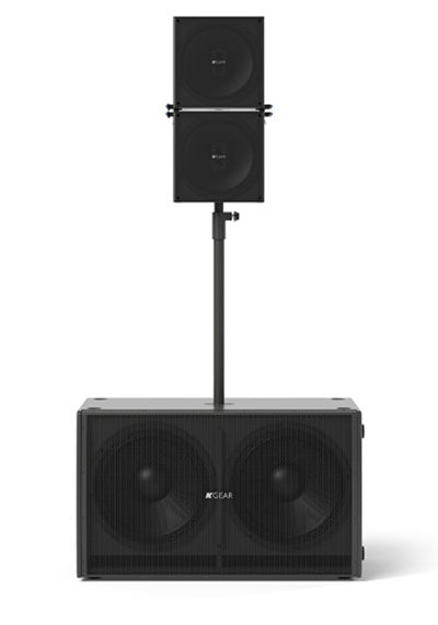 K Gear GPZ Passive System 2x18" Subwoofer + 2x GH12 Co-Axial Stainless Steel Slim Array Elements Black