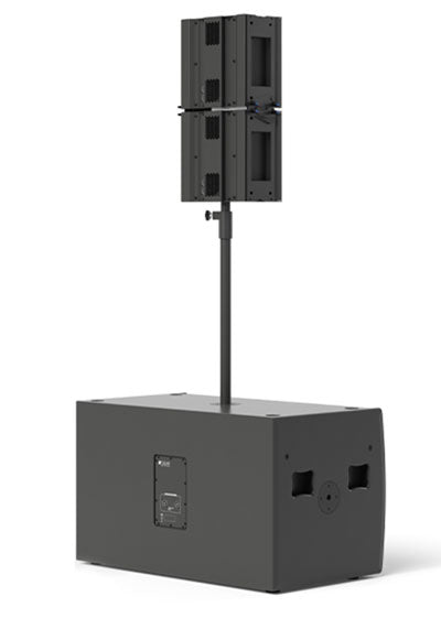 K Gear GPZA Active System 2x18" Subwoofer + 2x GH12 Co-Axial Stainless Steel Slim Array Elements 4x1500W Amp Black