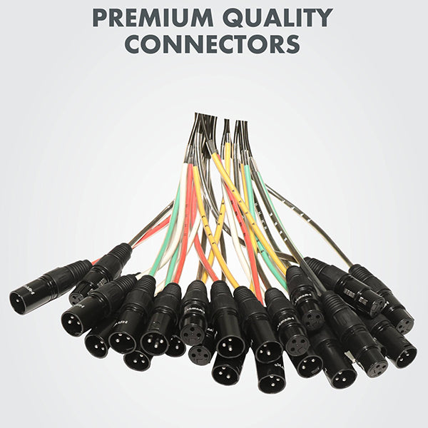 Hawk HSS1608LU30 24 Channel Snake Cable with Stage Box with 16 in and 8 out, 30 Meters, Balanced Cable
