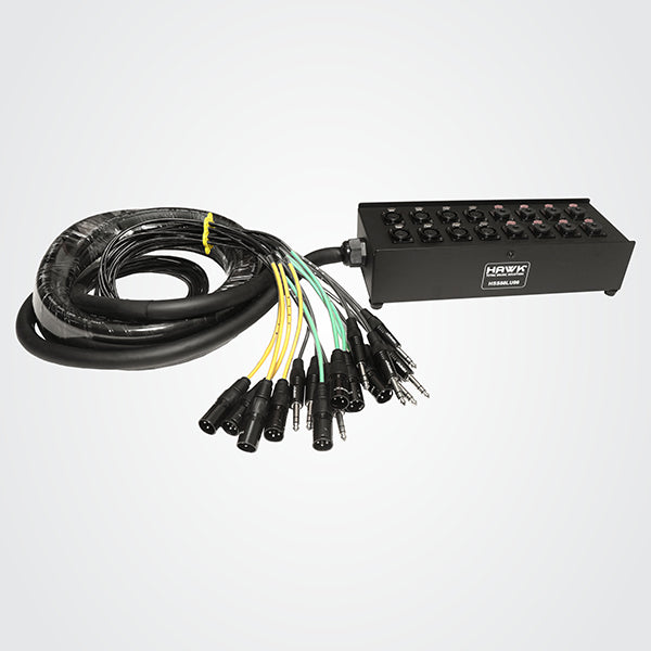 Hawk HSS88LU06 16 Channel 8 XLR Male and 8 1/4″ TRS Male Readymade Snake Cable, 6 Meters, Balanced Cable