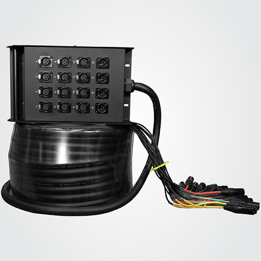 Hawk HSS1204LU15 16 Channel Snake Cable with Stage Box with 12 in and 4 out, 15 Meters, Balanced Cable