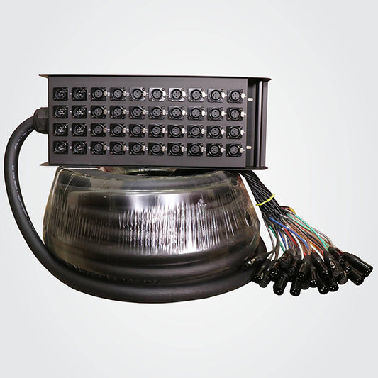 Hawk HSS1608LU30 24 Channel Snake Cable with Stage Box with 16 in and 8 out, 30 Meters, Balanced Cable