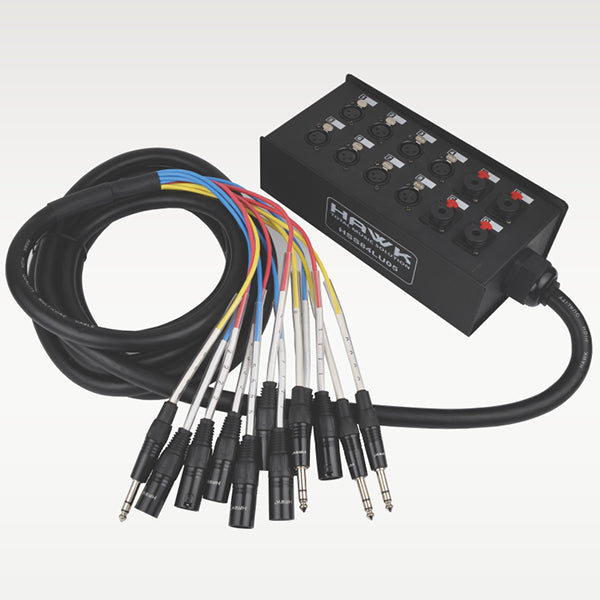 Hawk HSS84LU05 12 Channel 8 XLR Male and 4 1/4″ TRS Male Readymade Snake Cable, 5 Meters, Balanced Cable