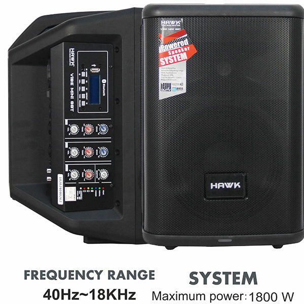 Hawk VIBE MINI 8BT 1800 Watts Battery Powered Portable Speaker Pair