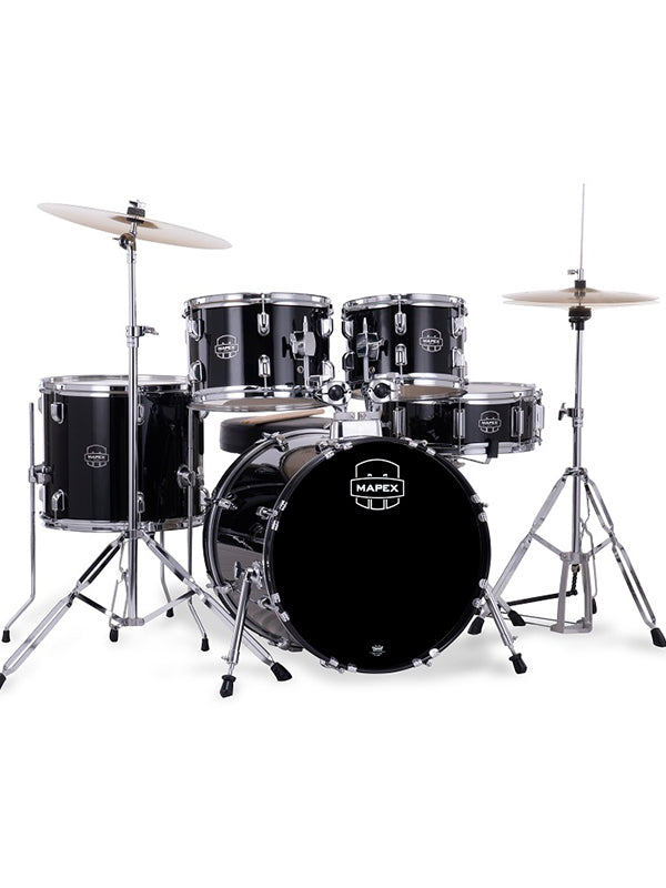 Mapex CM5294FTCDK Comet 5 pcs Hybrid Drum Set with Hardware Throne & Cymbals - Dark Black