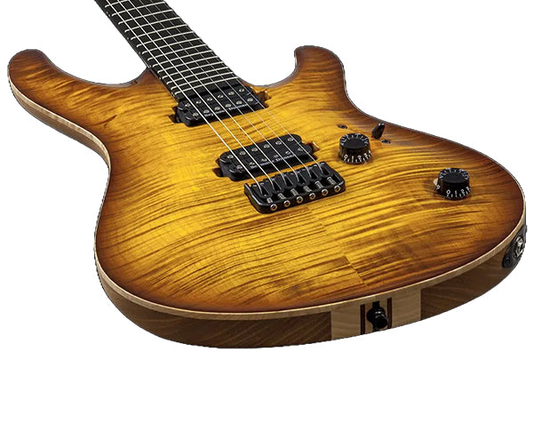 Mayones Regius Core Classic 6 Strings Electric Guitar - 2 Tone Gloss Trans Amber Burst