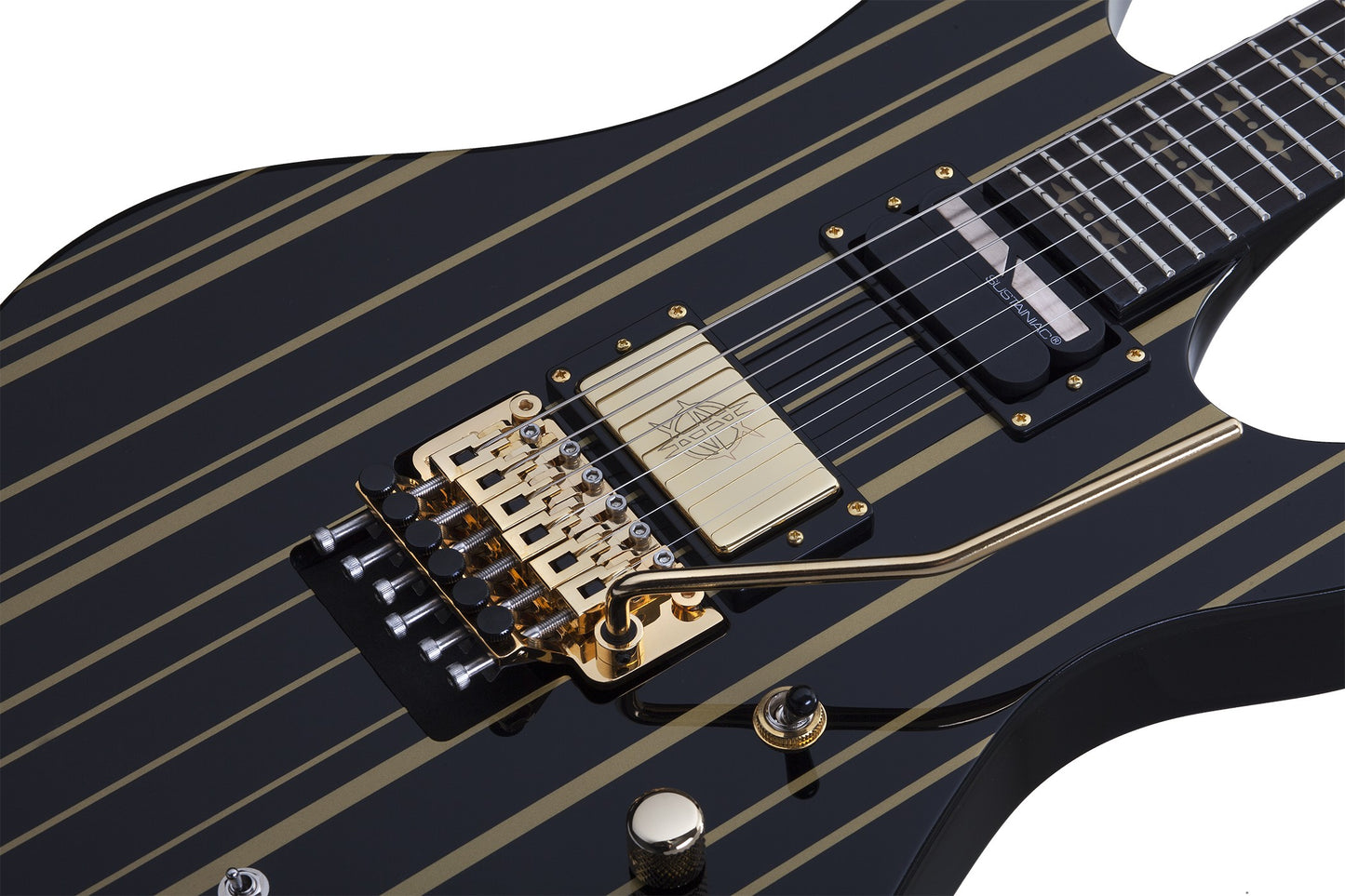 Schecter SYNYSTER GATES CUSTOM-S Electric Guitar - Gloss Black with Gold Pinstripes