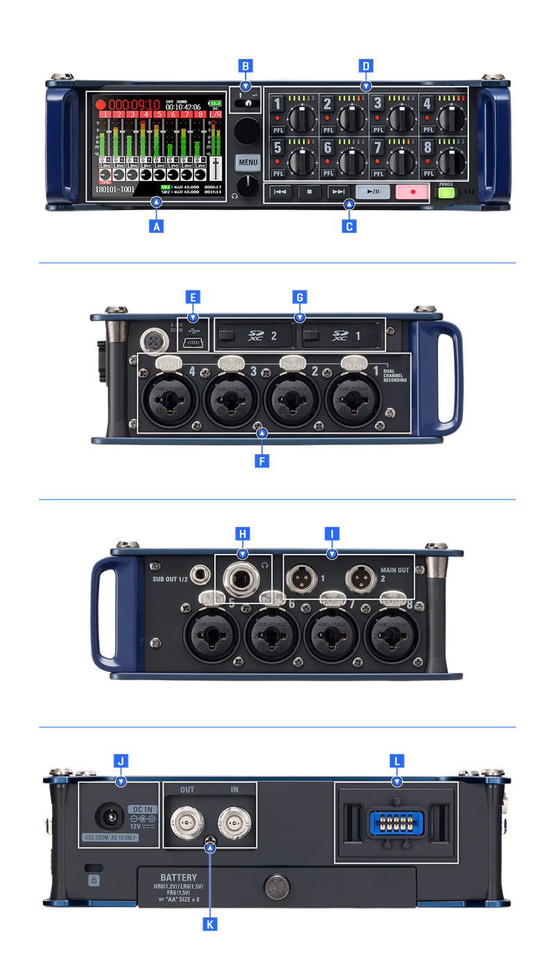 Zoom F8n Pro Multitrack Field Recorder