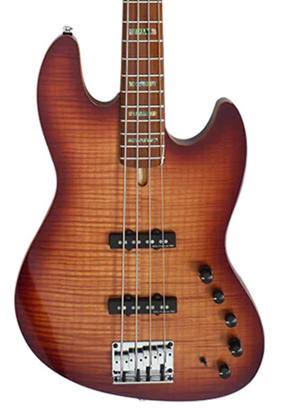 Sire V10 Series 4 String Electric Bass Guitar Swamp Ash Tobacco Sunburst