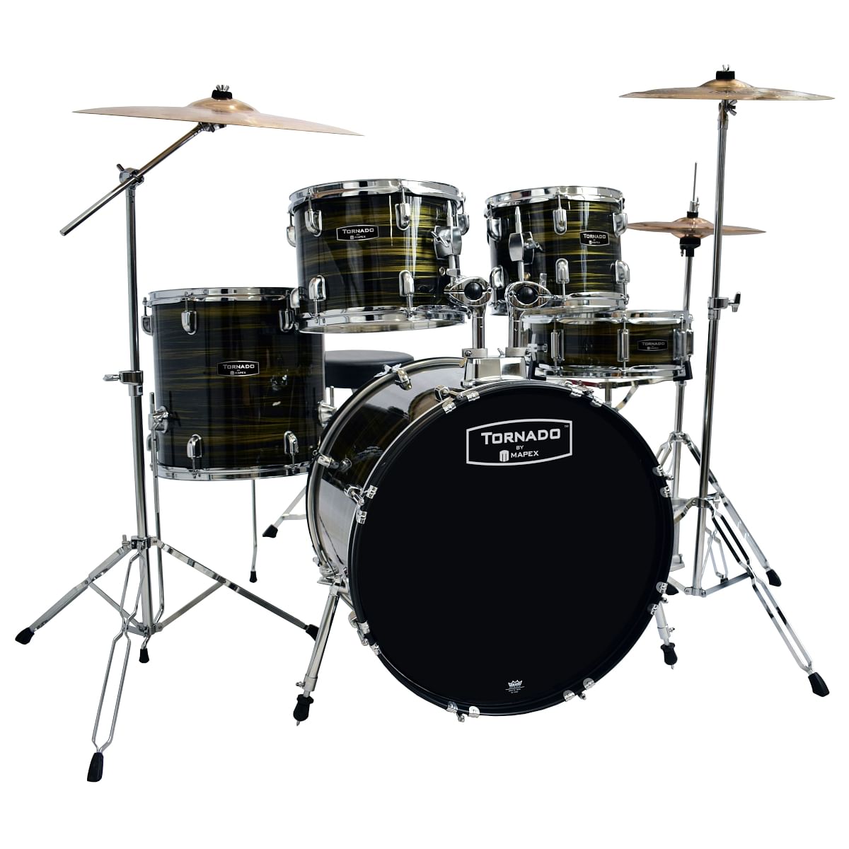 Mapex Tornado 5 pcs Drum Set w/Hardware Throne & Cymbals -Brown Wood Grain TND5294FTCFJ