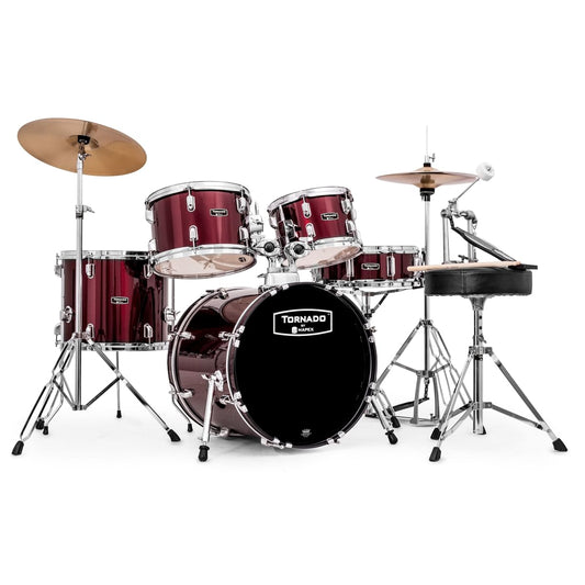 Mapex Tornado 5 pcs Drum Set w/Hardware Throne & Cymbals -Wine Red TND5294FTCDR