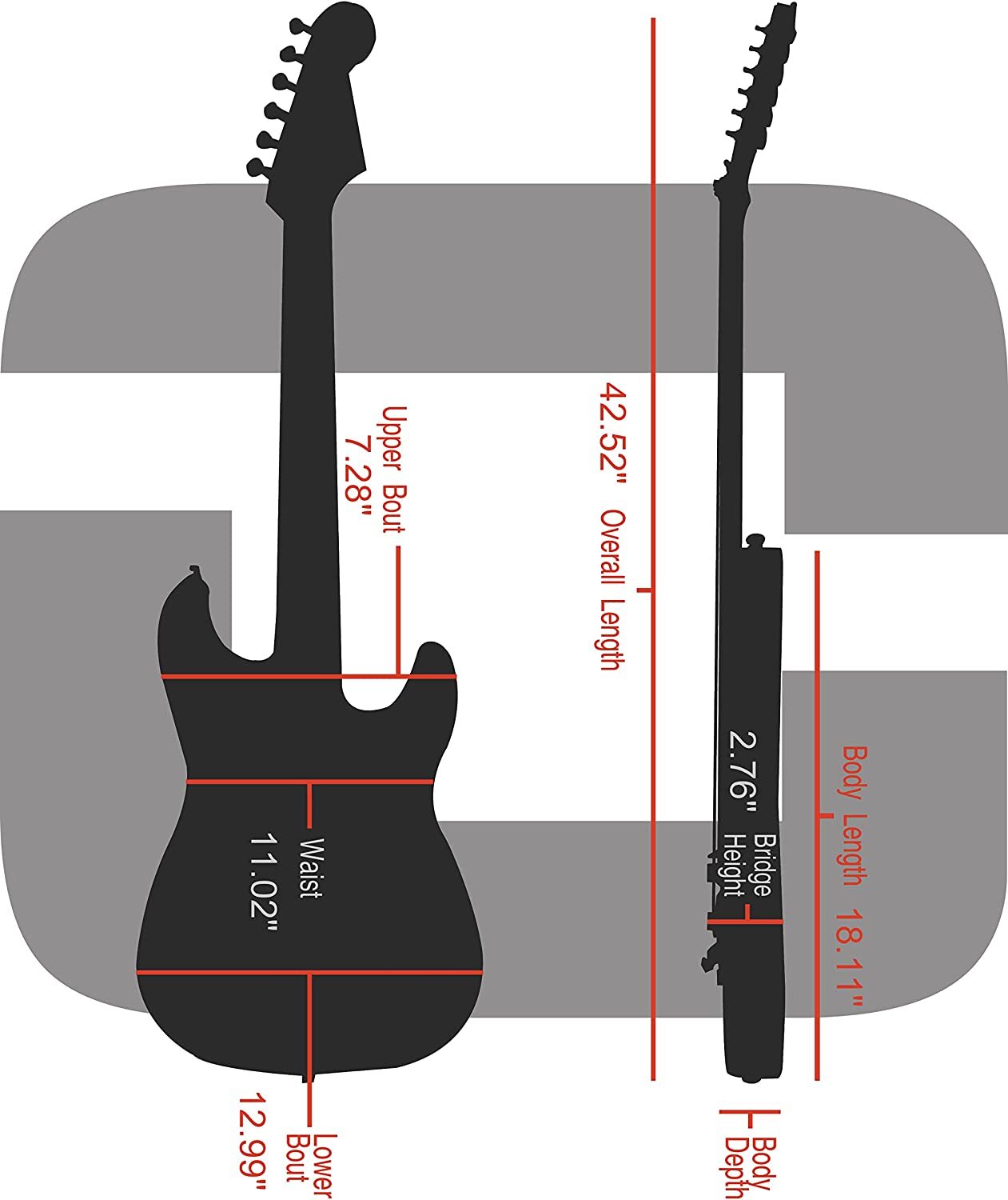 Crossrock CRF2020GSTBK Fiberglass Case for Telecaster and Stratocaster Style in Electric Guitars - Black