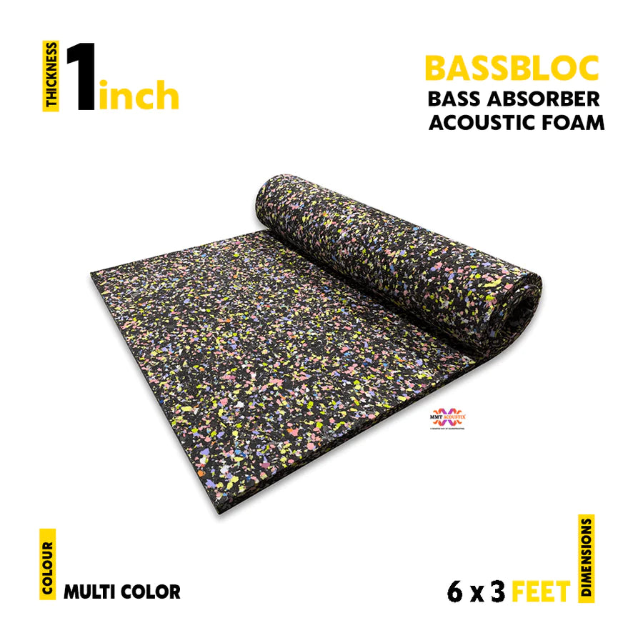 Bassbloc™ Bass Absorber | 6X3 Feet | Multi Colored Acoustic Foam Pack Of 4