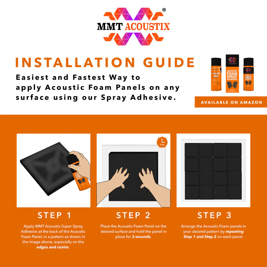 Pyramid Acoustic Foam Panel 3" 1x1 Feet Pro Charcoal