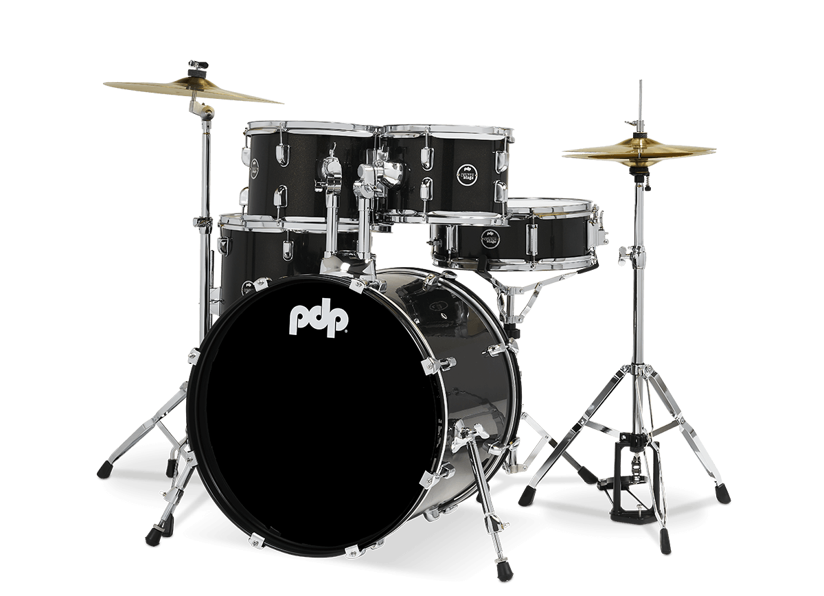 PDP PDCE2215KTIB Center Stage 5-piece Complete Drum Set with Cymbals - Iridescent Black Sparkle