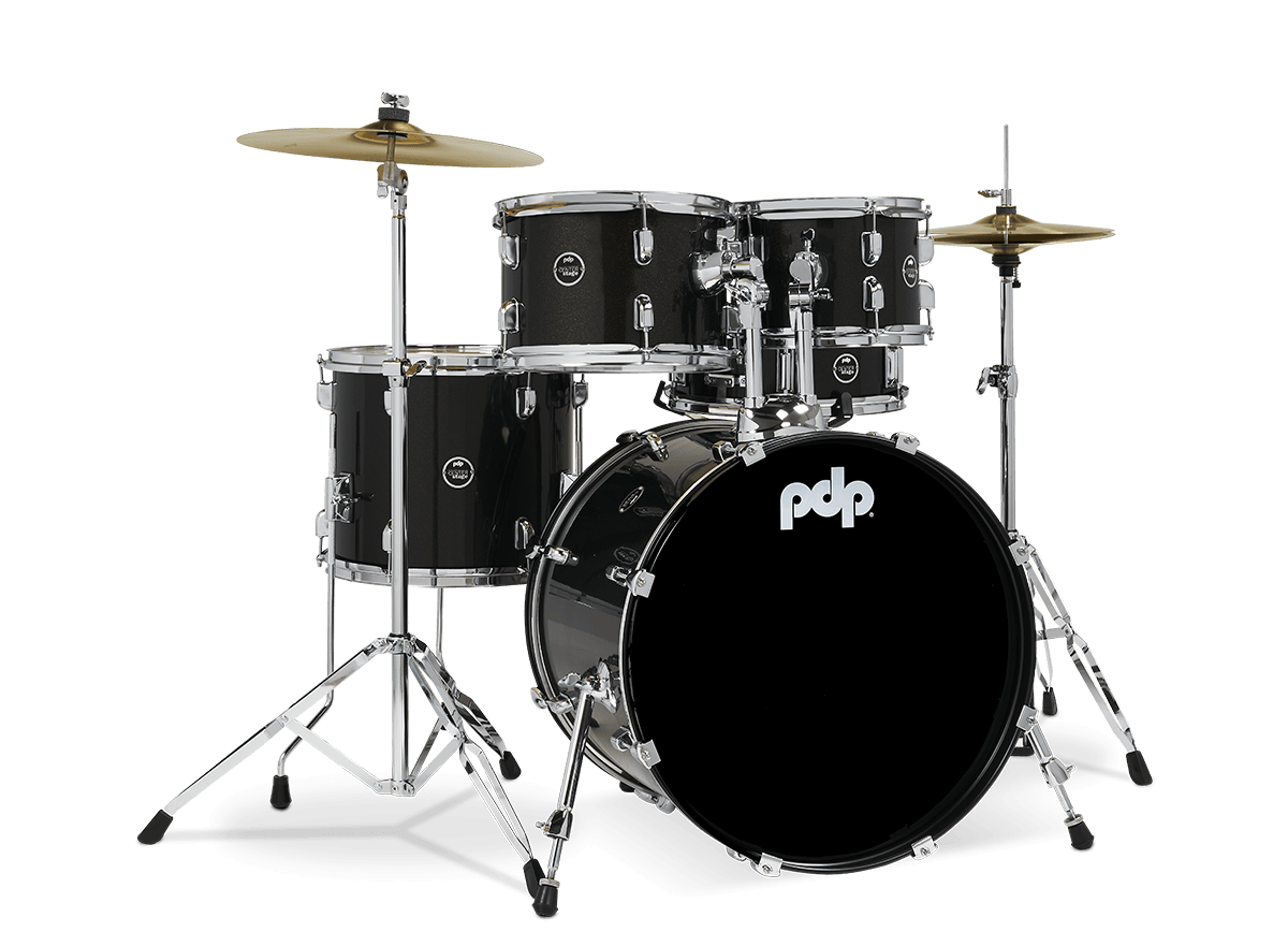 PDP PDCE2215KTIB Center Stage 5-piece Complete Drum Set with Cymbals - Iridescent Black Sparkle