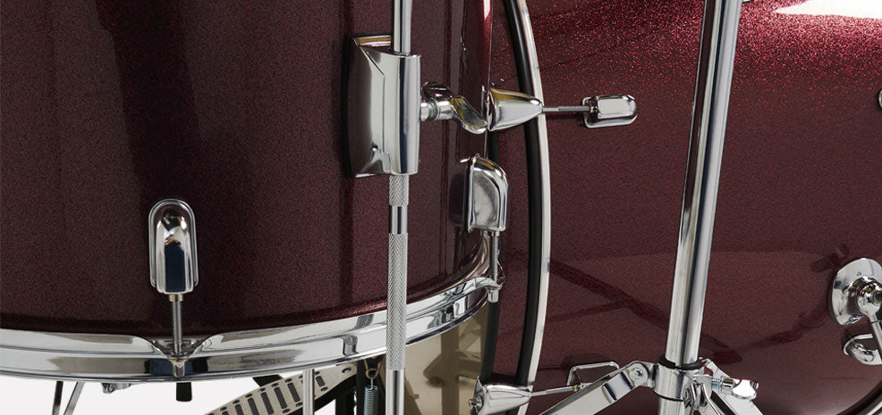 PDP PDCE2215KTRR Center Stage 5-piece Complete Drum Set with Cymbals - Ruby Red Sparkle