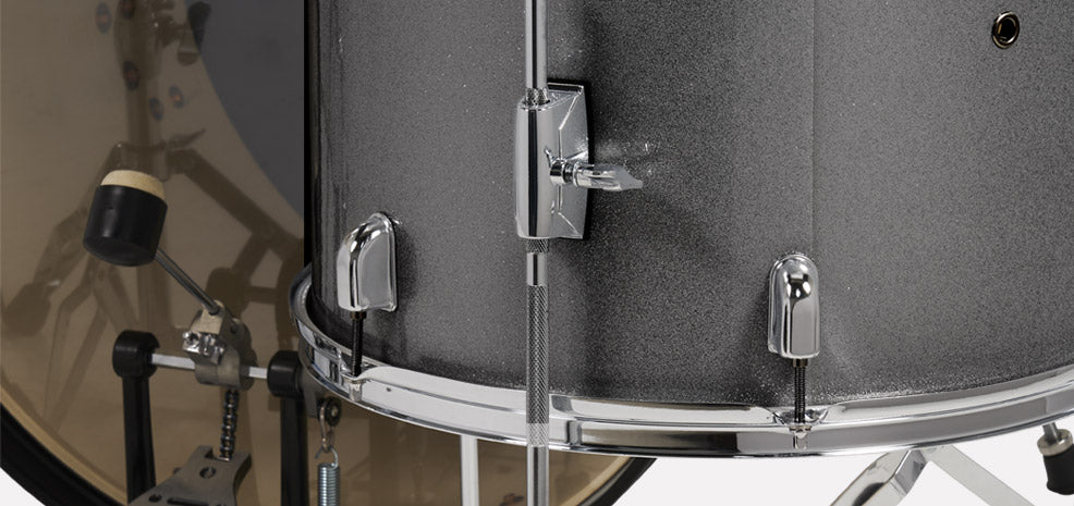PDP PDCE2015KTSS Center Stage 5-piece Complete Drum Set with Cymbals - Silver Sparkle