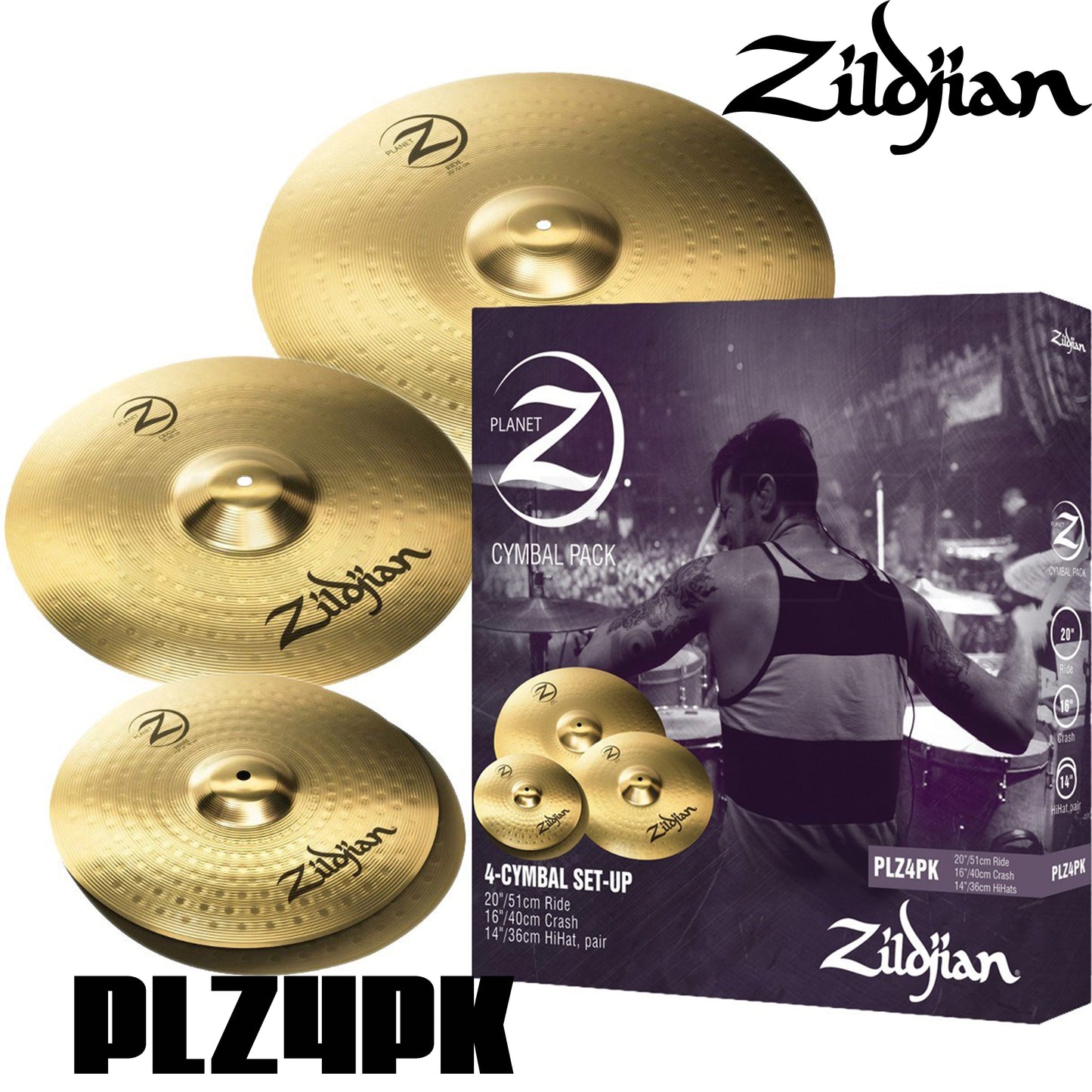 Zildjian Planet Z 4 Pack (14"(36cm) + 16"(41cm) + 20"(51cm) ) PLZ4PK New