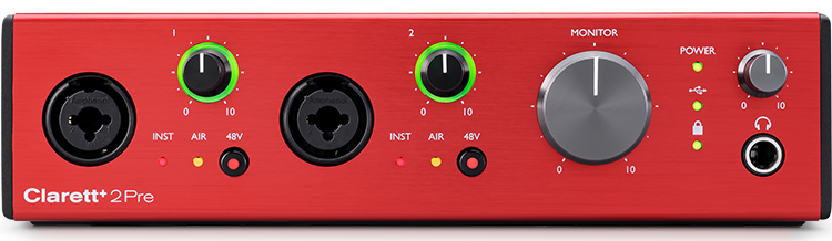 Focusrite Clarett+ 2 Pre USB Pure-Sounding 10-IN/4-OUT Audio 