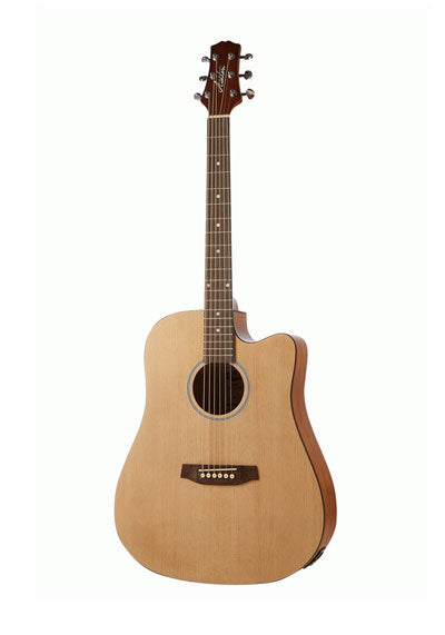 Ashton D20CEQ NTM 41Inch Dreadnought Cutaway Acoustic Guitar With EQ - Natural Matt Wood