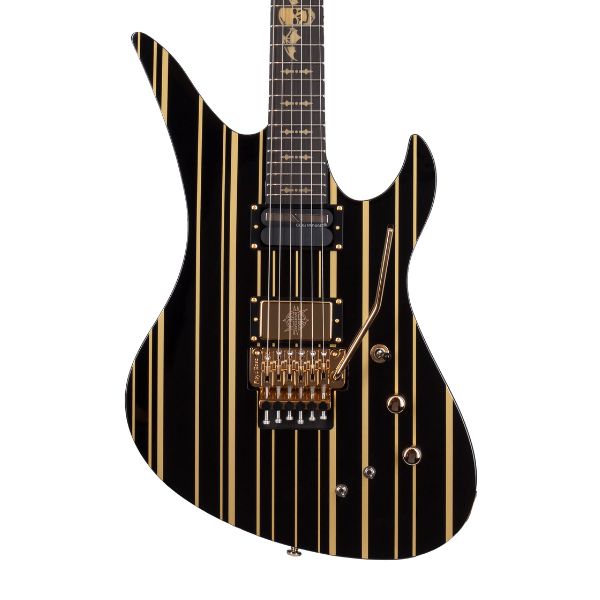 Schecter SYNYSTER GATES CUSTOM-S Electric Guitar - Gloss Black with Gold Pinstripes