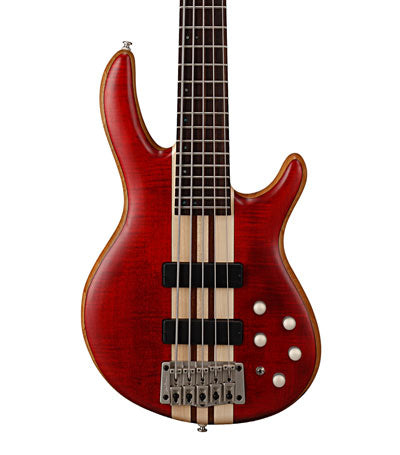Cort A5 Plus FMMH OPBC Artisan Series 5 String Electric Bass Guitar - Open Pore Black Cherry