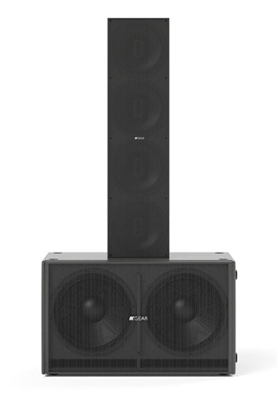 K Gear GPX Passive System 2x18" Subwoofer + GH412 Co-Axial Stainless Steel Slim Array Black
