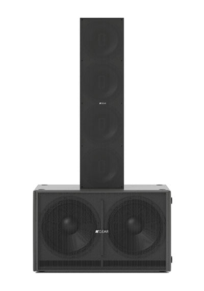 K Gear GPXA Active System 2x18" Subwoofer + GH412 Co-Axial Stainless Steel Slim Array 4x1500W Amp Black Color
