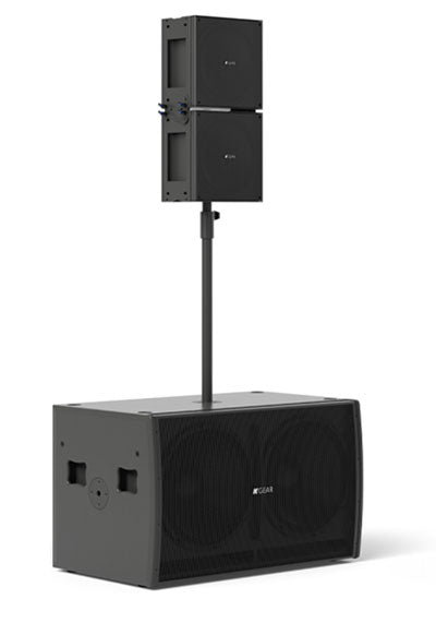K Gear GPZ Passive System 2x18" Subwoofer + 2x GH12 Co-Axial Stainless Steel Slim Array Elements Black