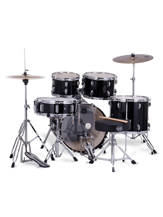 Mapex CM5844FTCDK Comet 5 pcs Jazz Jr Drum Set with Hardware Throne & Cymbals - Dark Black