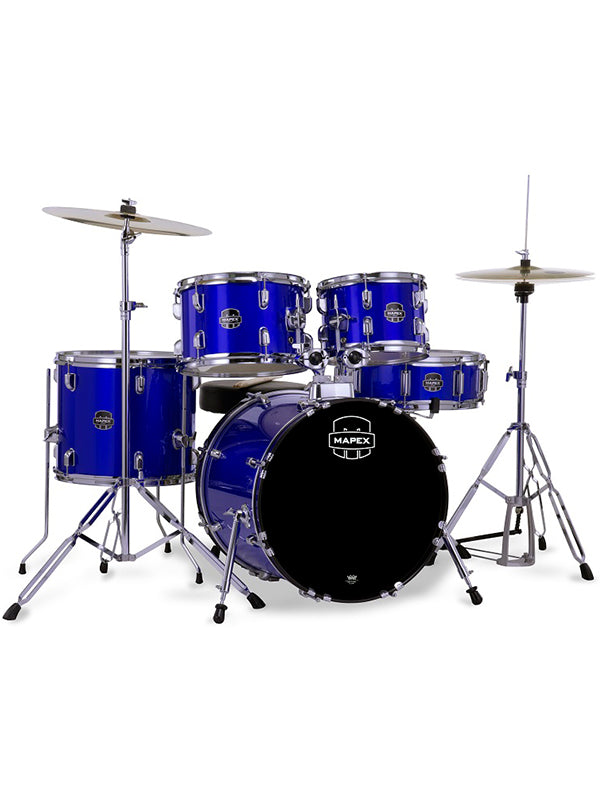 Mapex CM5044FTCIB Comet 5 pcs Jazz Drum Set with Hardware Throne & Cymbals - Indigo Blue