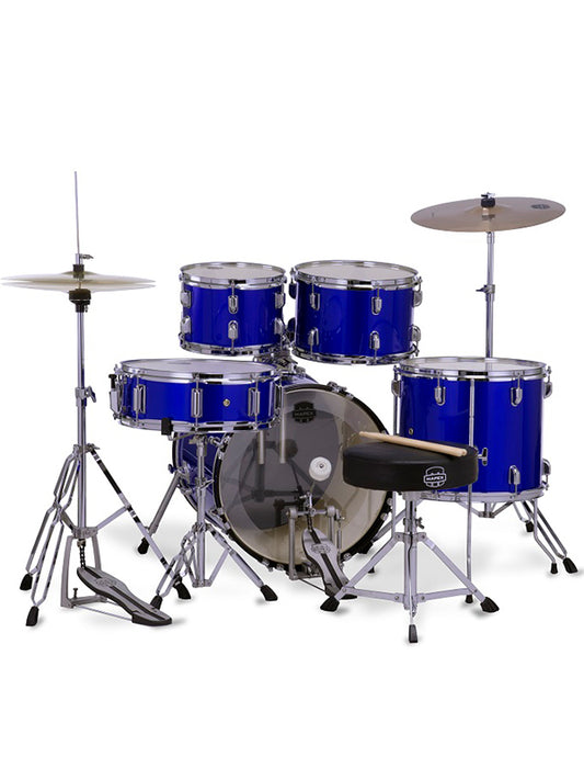 Mapex CM5044FTCIB Comet 5 pcs Jazz Drum Set with Hardware Throne & Cymbals - Indigo Blue