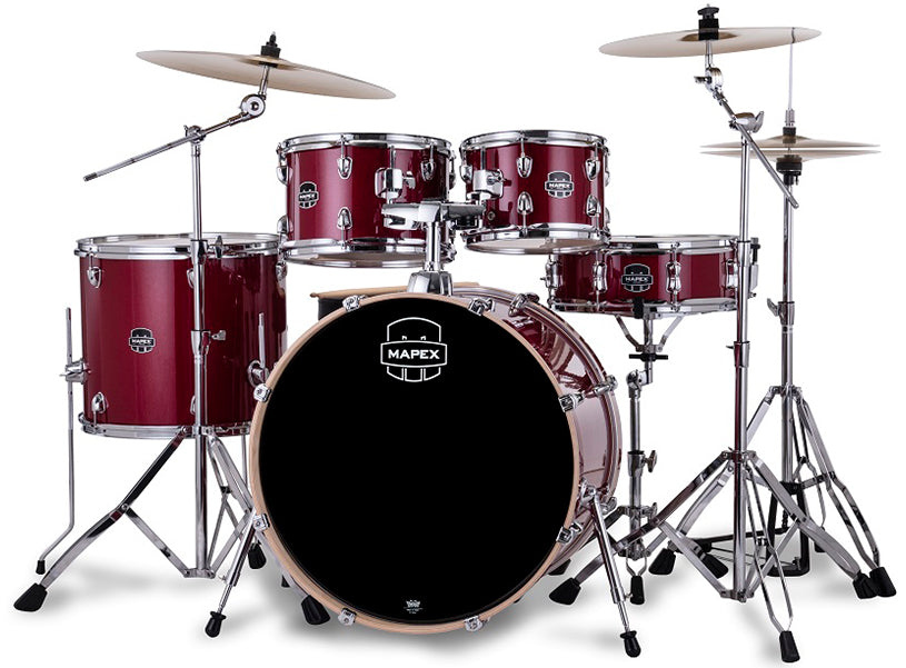 Mapex VE5295FTVM Venus 5 pcs Drum Set w/Hardware & Throne - Crimson Red Sparkle