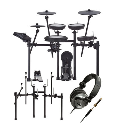 Roland TD-17KV2 Electronic Drums With MDS-COM Stand And RH-300V Headphones Bundle