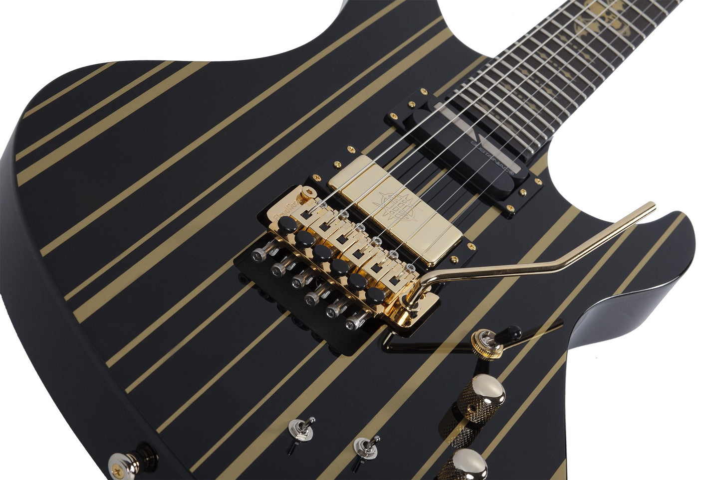 Schecter SYNYSTER GATES CUSTOM-S Electric Guitar - Gloss Black with Gold Pinstripes