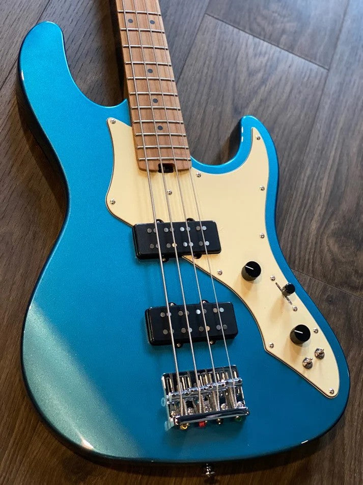 Soloking MJ-1 Roasted Maple Neck Bass Guitar - Lake Placid Blue