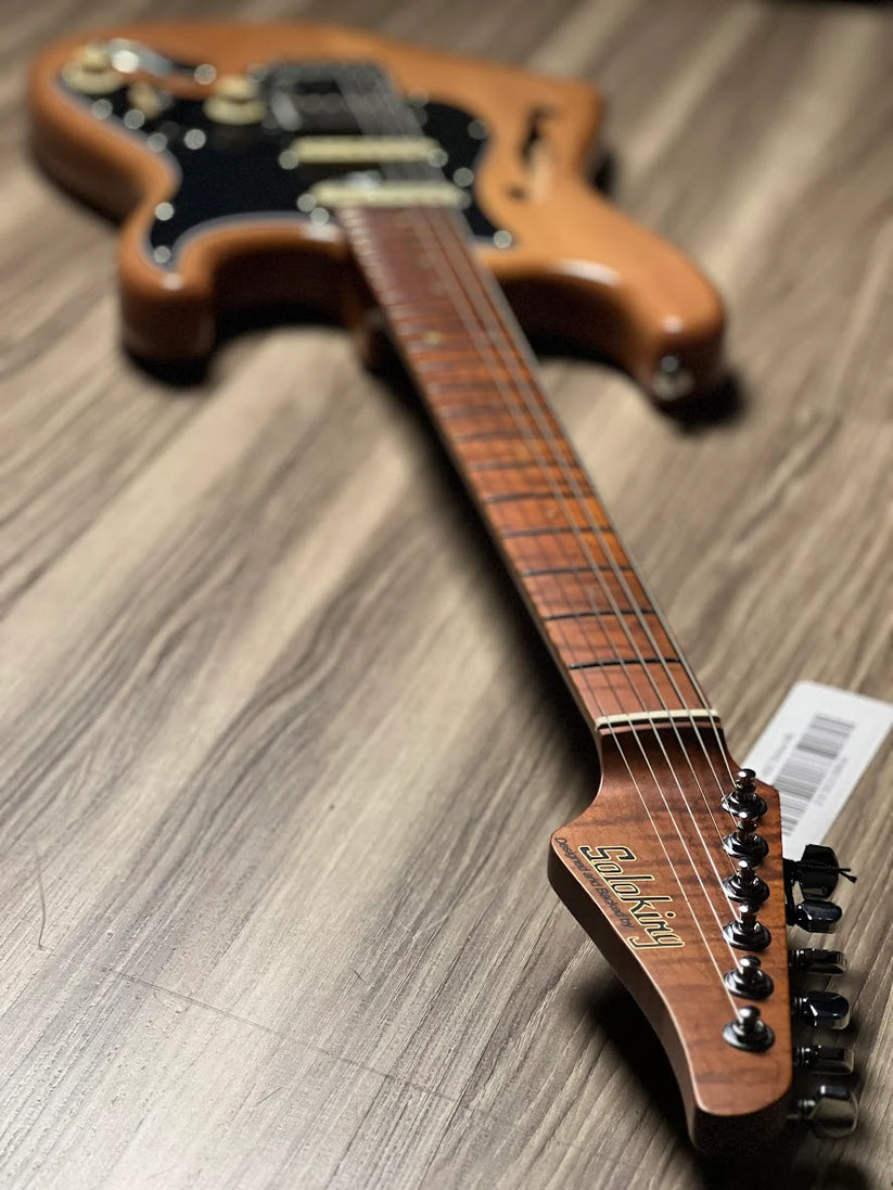 Soloking MS-1 Thinline Artisan FMN with Roasted Flame Neck - Natural Mocha Satin