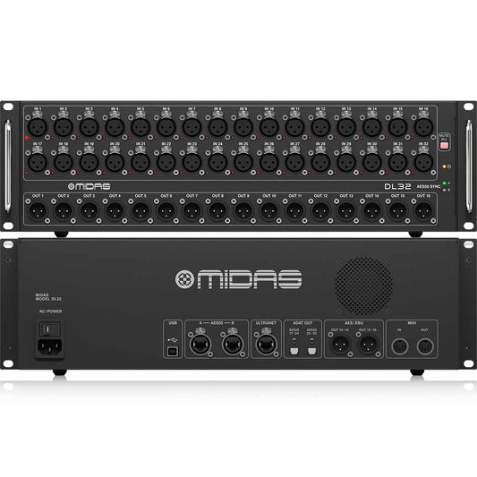Midas DL32 32 Input 16 Output Stage Box with 32 Midas Microphone Preamplifiers ULTRANET and ADAT Interfaces