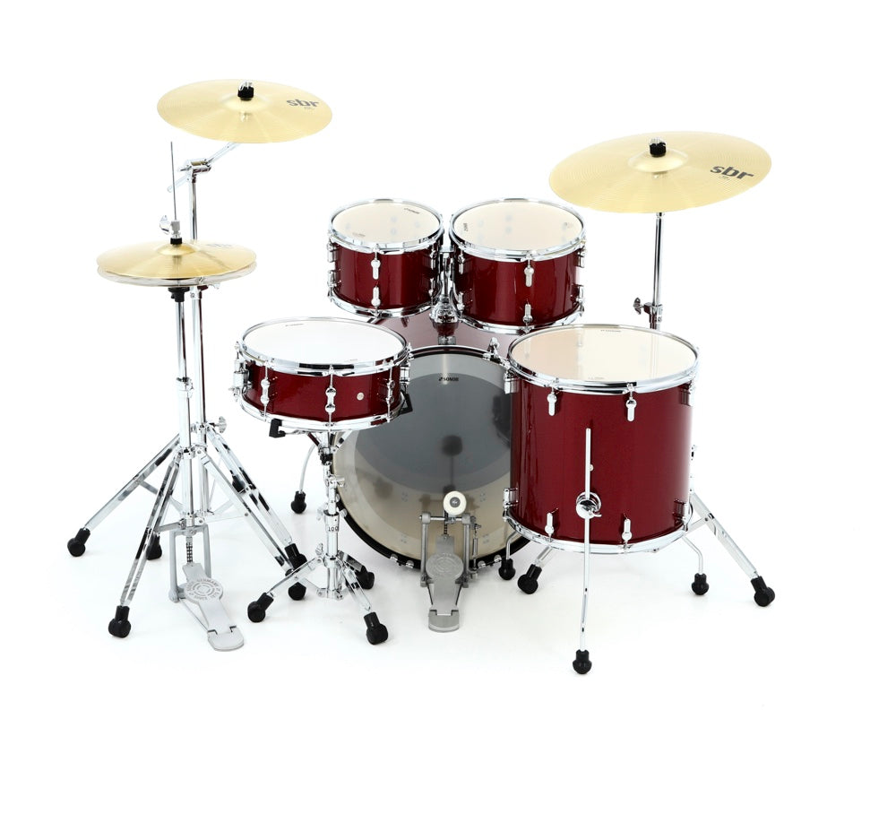Sonor AQX Stage 5 piece Complete Drum Set Red Moon Sparkle With Hard Jubal Store
