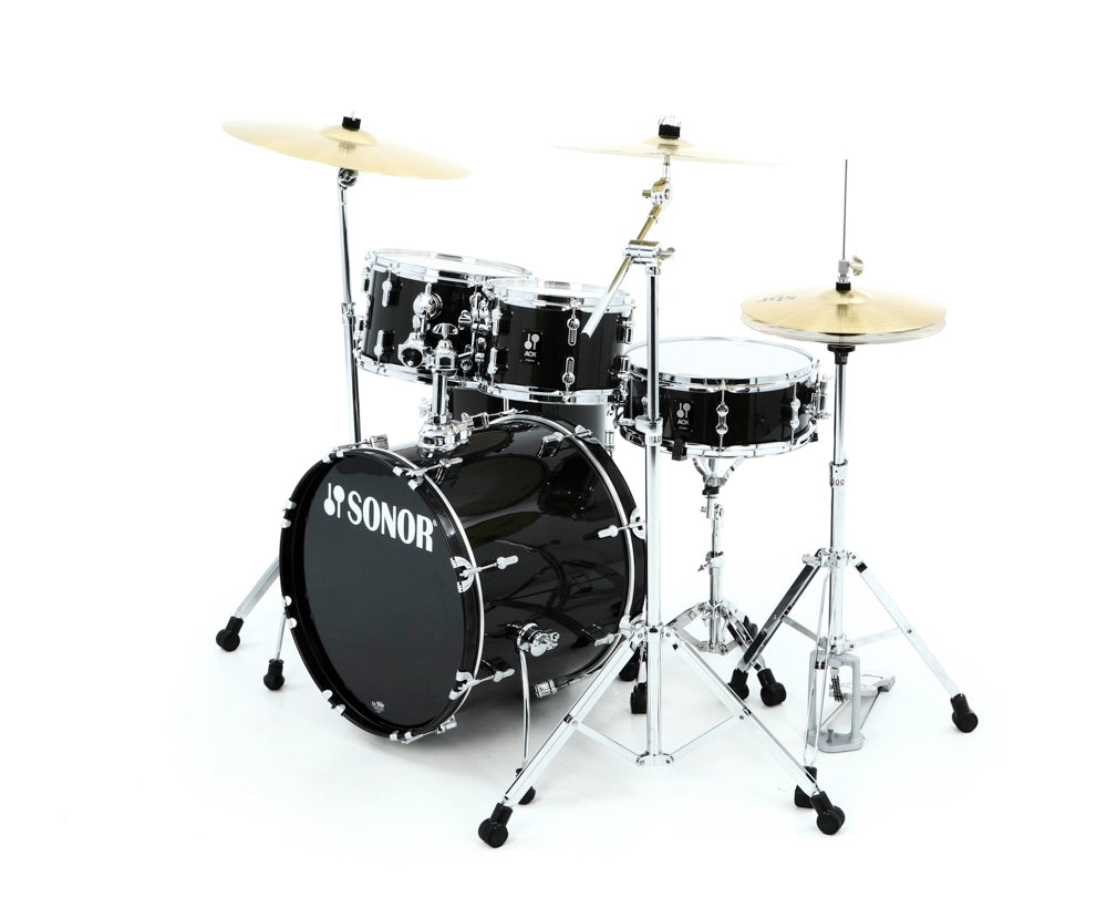 Sonor AQX Studio 5-piece Complete Drum Set - Black Midnight Sparkle With Hardware & Cymbals