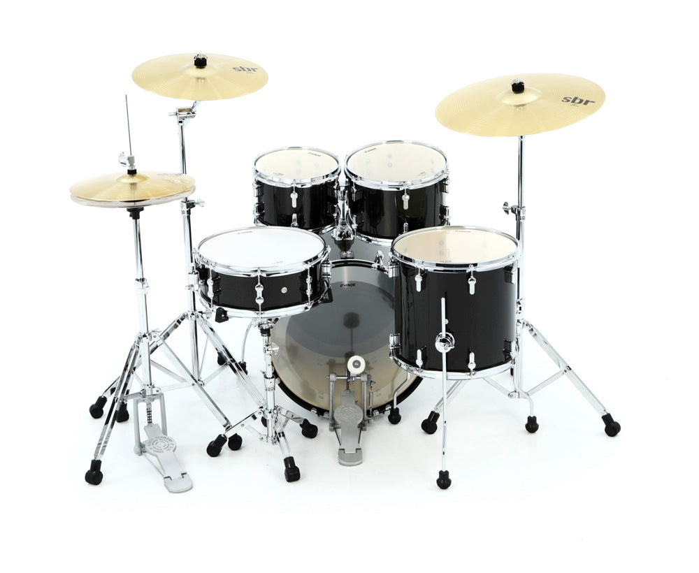 Sonor AQX Studio 5-piece Complete Drum Set - Black Midnight Sparkle With Hardware & Cymbals