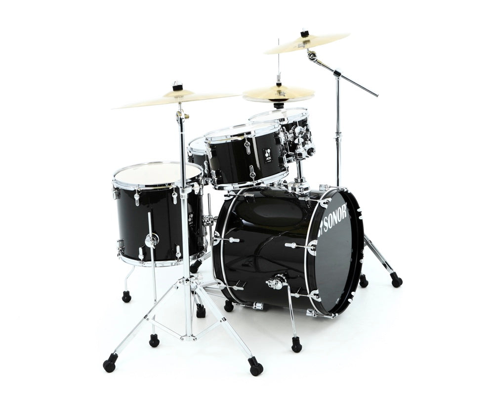 Sonor AQX Studio 5-piece Complete Drum Set - Black Midnight Sparkle With Hardware & Cymbals