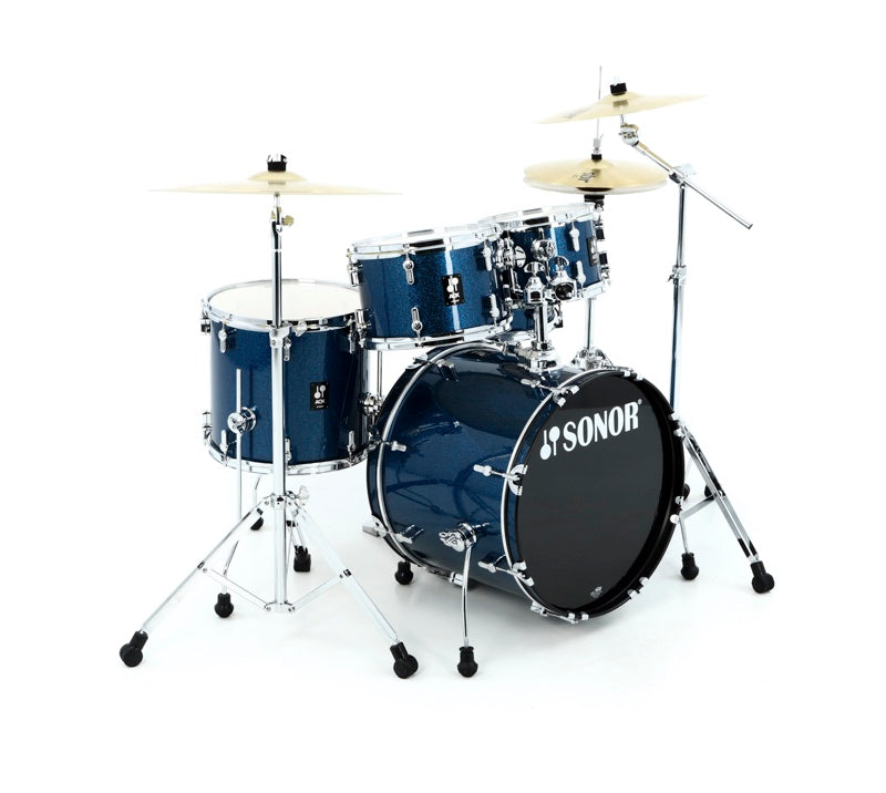 Sonor AQX Studio 5-piece Complete Drum Set - Blue Ocean Sparkle With Hardware & Cymbals